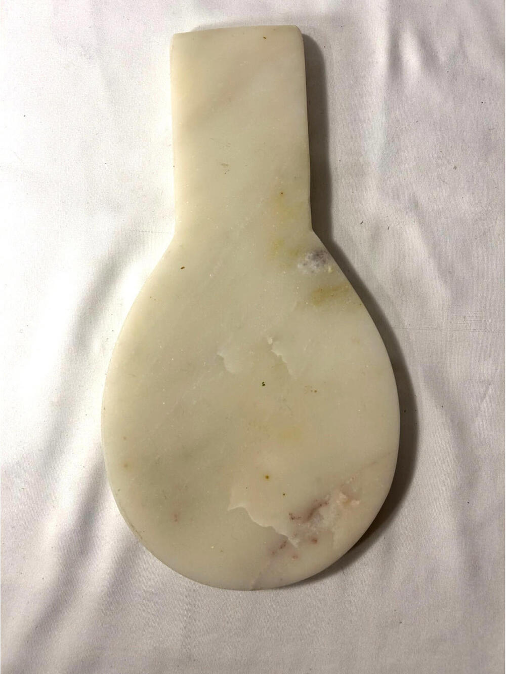 White Marble Spoon Rest Made in India Fish Shaped Carved Handle Approx 11" x 6"